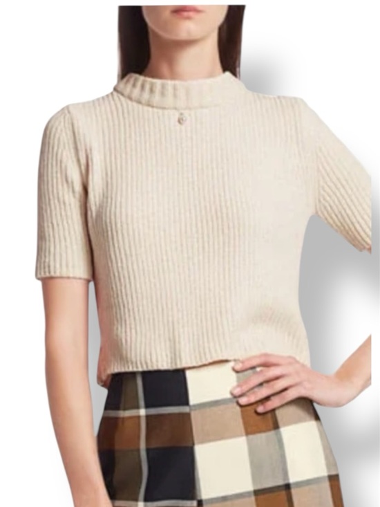 STAUD Sweaters - STAUD Short Sleeves Pearl Embellished Mock Neck As Seen On TV Sweater Size L